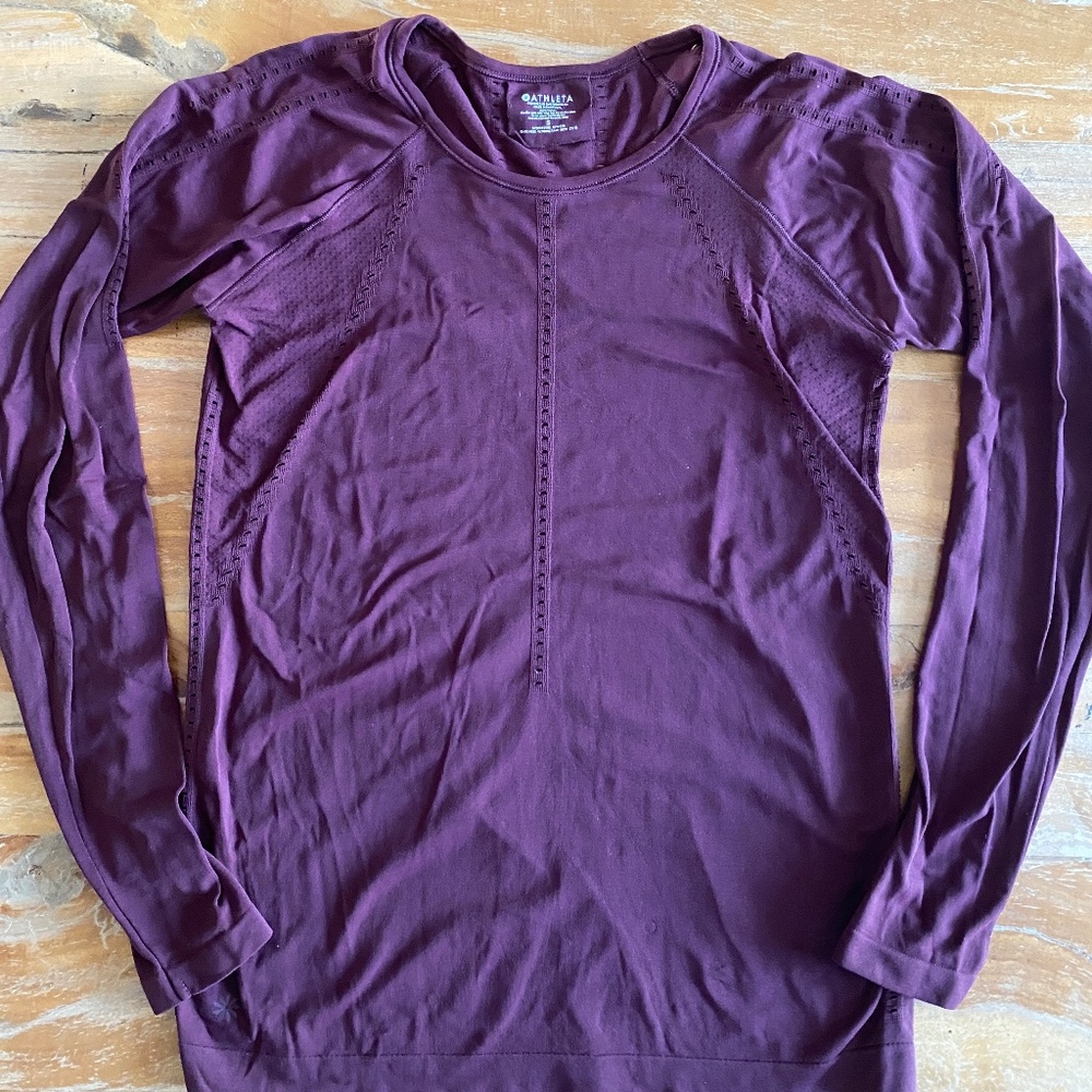 Athleta Foothill Long Sleeve Top Women's Small Maroon